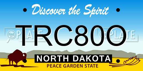 TRC80O North Dakota License Plate