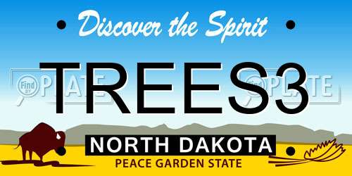 TREES3 North Dakota License Plate
