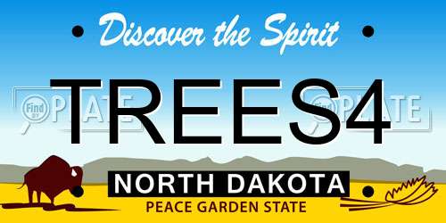 TREES4 North Dakota License Plate