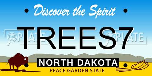 TREES7 North Dakota License Plate