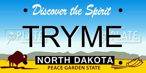 TRYME North Dakota License Plate