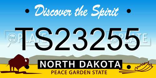 TS23255 North Dakota License Plate