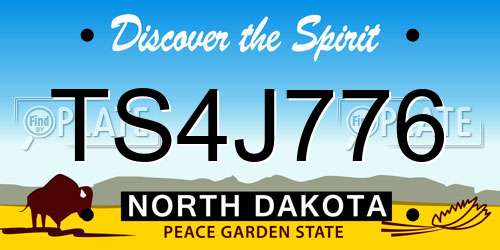 TS4J776 North Dakota License Plate