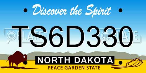 TS6D330 North Dakota License Plate