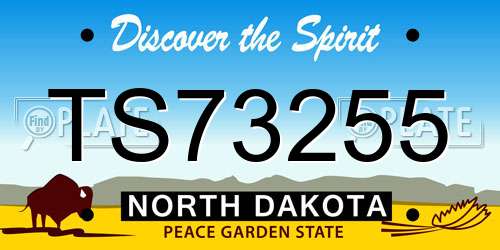 TS73255 North Dakota License Plate