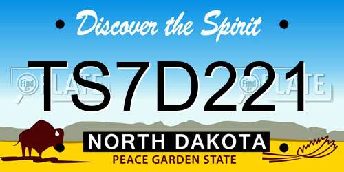 TS7D221 North Dakota License Plate