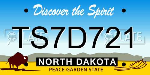 TS7D721 North Dakota License Plate