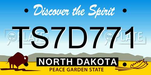 TS7D771 North Dakota License Plate