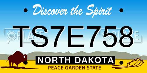 TS7E758 North Dakota License Plate