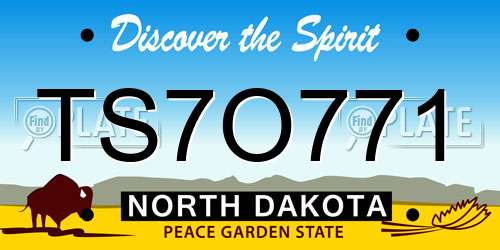 TS7O771 North Dakota License Plate