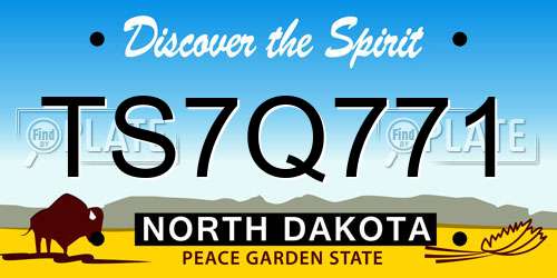 TS7Q771 North Dakota License Plate