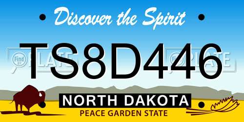 TS8D446 North Dakota License Plate