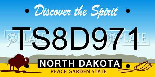 TS8D971 North Dakota License Plate
