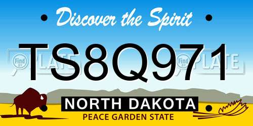 TS8Q971 North Dakota License Plate