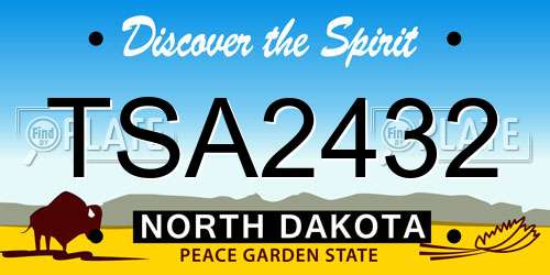 TSA2432 North Dakota License Plate