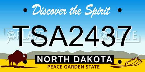TSA2437 North Dakota License Plate