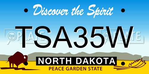 TSA35W North Dakota License Plate