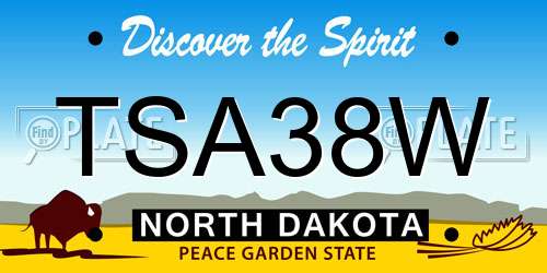 TSA38W North Dakota License Plate