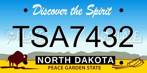 TSA7432 North Dakota License Plate