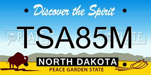 TSA85M North Dakota License Plate