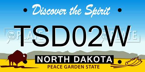 TSD02W North Dakota License Plate