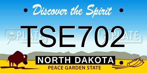 TSE702 North Dakota License Plate