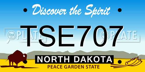 TSE707 North Dakota License Plate