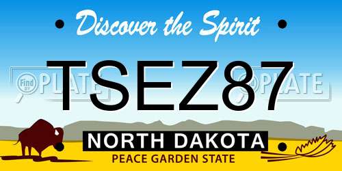 TSEZ87 North Dakota License Plate