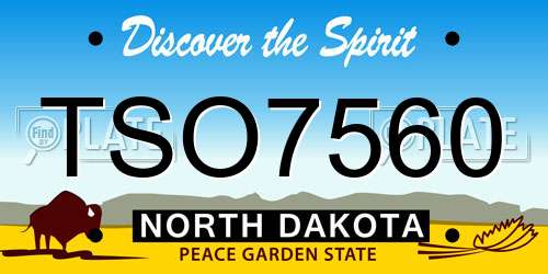 TSO7560 North Dakota License Plate