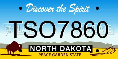 TSO7860 North Dakota License Plate