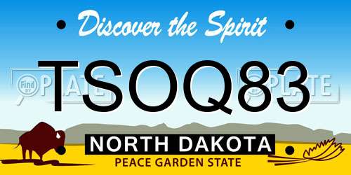 TSOQ83 North Dakota License Plate