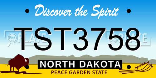 TST3758 North Dakota License Plate