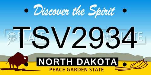 TSV2934 North Dakota License Plate