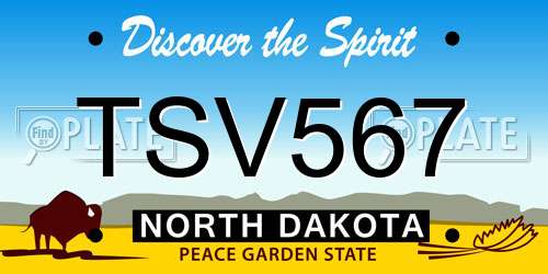 TSV567 North Dakota License Plate