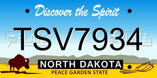 TSV7934 North Dakota License Plate