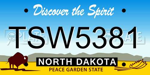 TSW5381 North Dakota License Plate