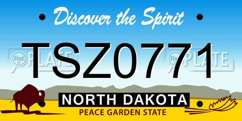 TSZ0771 North Dakota License Plate