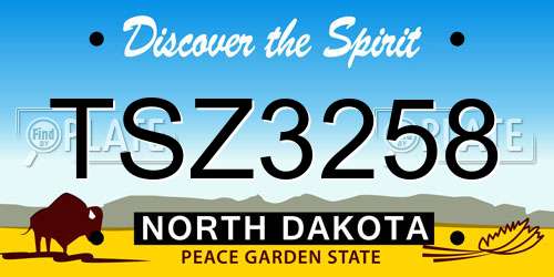 TSZ3258 North Dakota License Plate