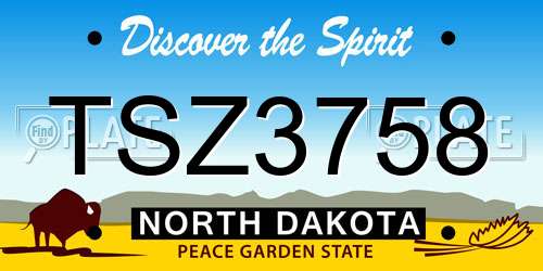 TSZ3758 North Dakota License Plate