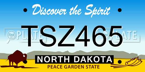 TSZ465 North Dakota License Plate