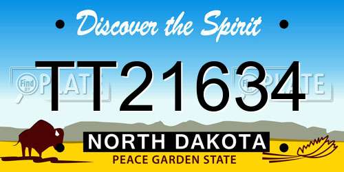 TT21634 North Dakota License Plate