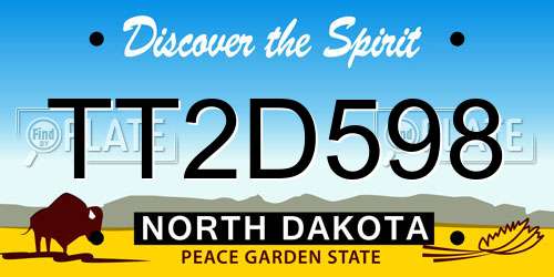 TT2D598 North Dakota License Plate