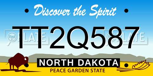 TT2Q587 North Dakota License Plate