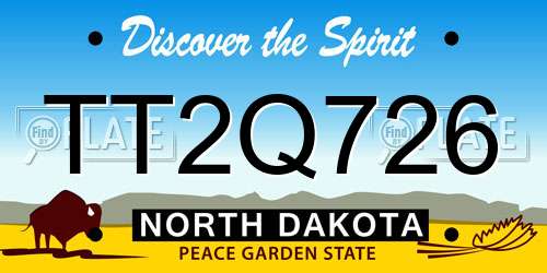 TT2Q726 North Dakota License Plate