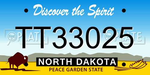 TT33025 North Dakota License Plate