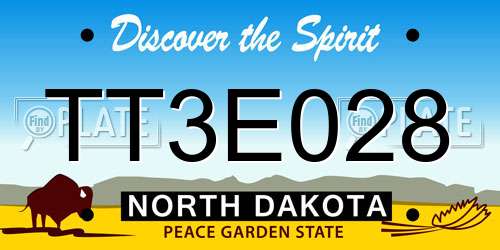 TT3E028 North Dakota License Plate
