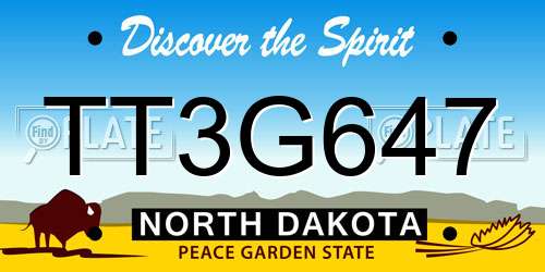 TT3G647 North Dakota License Plate
