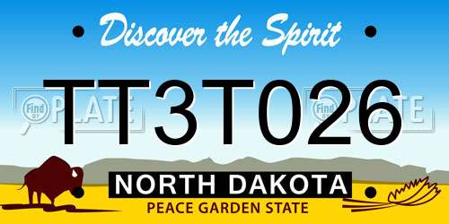 TT3T026 North Dakota License Plate
