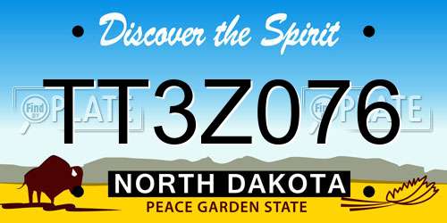 TT3Z076 North Dakota License Plate