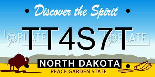 TT4S7T North Dakota License Plate